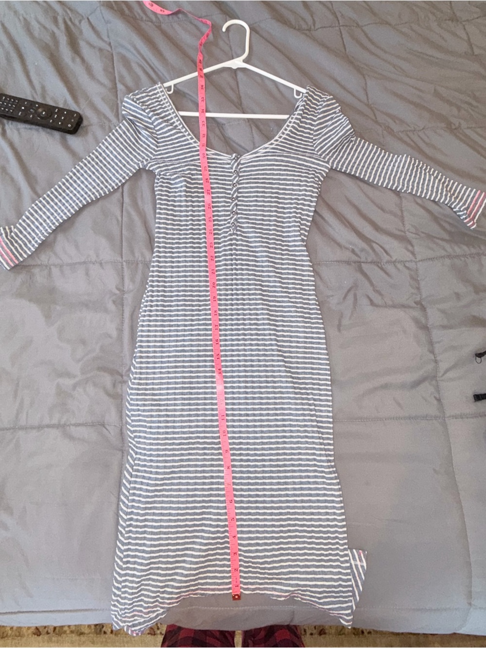 Free People Blue & White Striped Ribbed Henley Midi Dress XS - Picture 4 of 6